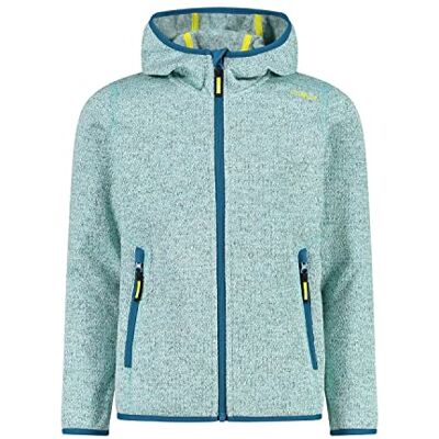 CMP Chaqueta infantil Knit-Tech con capucha fija, Agua-lago-limonada, 98 CMP Chaqueta infantil Knit-Tech con capucha fija, Agua-lago-limonada, 98