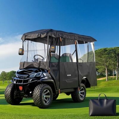 VEVOR Funda para Carrito de Golf 420D para 2+2/4 Plazas, Cubierta Impermeable 2 m con Revestimiento de PVC, Ventana Frontal, Ganchos Antiviento, Puertas Enrollables Compatible con Yamaha EZGO Honda VEVOR Funda para Carrito de Golf 420D para 2+2/4 Plazas, Cubierta Impermeable 2 m con Revestimiento de PVC, Ventana Frontal, Ganchos Antiviento, Puertas Enrollables Compatible con Yamaha EZGO Honda