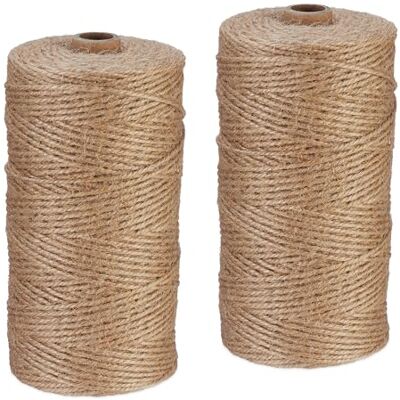 Relaxdays Cuerda de Yute de 2 mm, 2 Rollos de 250 m Cada uno, Biodegradable, Manualidades, Jardín, Embalaje, Natural Relaxdays Cuerda de Yute de 2 mm, 2 Rollos de 250 m Cada uno, Biodegradable, Manualidades, Jardín, Embalaje, Natural