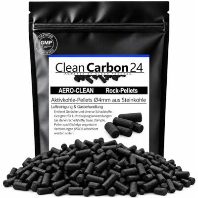 Rio CC24 AERO-CLEAN pellets de carbón activo Ø4mm, 2,5L 1,25Kg Pellets desempolvados para setups de impresión 3D, taller, ventilación, campana & cajas filtrantes Rio CC24 AERO-CLEAN pellets de carbón activo Ø4mm, 2,5L 1,25Kg Pellets desempolvados para setups de impresión 3D, taller, ventilación, campana & cajas filtrantes