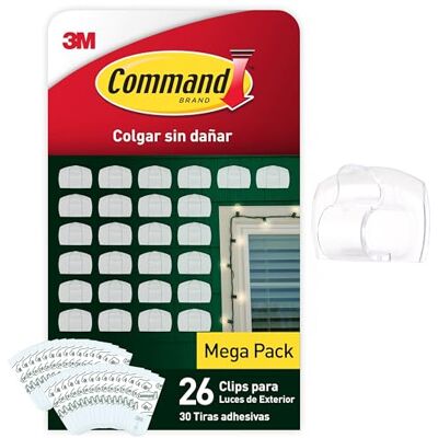 COMMAND - Clips transparentes para exteriores - 26 Clips 30 Cintas COMMAND - Clips transparentes para exteriores - 26 Clips 30 Cintas