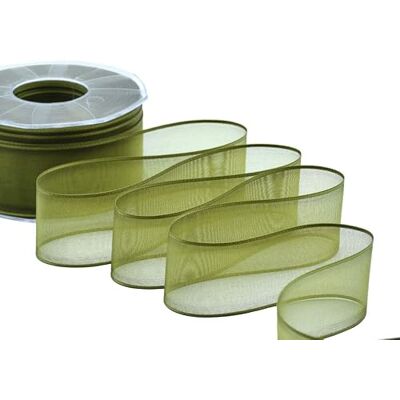 Furlanis Cinta Velo con Bordes, Decoración de Regalo Cajas Flores Boda Navidad, Tela Italiana Verde Musgo, 40 mm x 50 m Furlanis Cinta Velo con Bordes, Decoración de Regalo Cajas Flores Boda Navidad, Tela Italiana Verde Musgo, 40 mm x 50 m