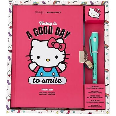 Mr. Wonderful Diario personal + boli con tinta normal e invisible Hello Kitty Today is a good day to smile Mr. Wonderful Diario personal + boli con tinta normal e invisible Hello Kitty Today is a good day to smile