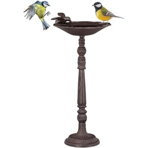 Relaxdays Bebedero Pájaros de Pie, Hierro Fundido, Marrón, 40 cm de Alto Relaxdays Bebedero Pájaros de Pie, Hierro Fundido, Marrón, 40 cm de Alto
