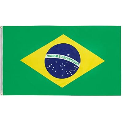 aricona Banderas de – bandera de Brasil resistente a la intemperie con 2 ojales de metal bandera nacional brasileña 90 x 150 cm aricona Banderas de – bandera de Brasil resistente a la intemperie con 2 ojales de metal bandera nacional brasileña 90 x 150 cm