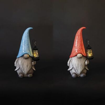 GALILEO Juego de 4 gnomos Luminosos para jardín, 46 cm de Altura, de poliresina, Carga con energía Solar, Esté GALILEO Juego de 4 gnomos Luminosos para jardín, 46 cm de Altura, de poliresina, Carga con energía Solar, Esté