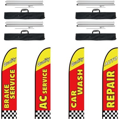VEVOR Kit de Mástil y Bandera de Pluma de Reparación de Automóviles Kit de Banderas de Pluma, 4 Banderas(BRAKE SERVICE, AC SERVICE, CAR WASH, REPAIR), 4 Mástiles de 4,5 m, 4 Estacas para el Suelo VEVOR Kit de Mástil y Bandera de Pluma de Reparación de Automóviles Kit de Banderas de Pluma, 4 Banderas(BRAKE SERVICE, AC SERVICE, CAR WASH, REPAIR), 4 Mástiles de 4,5 m, 4 Estacas para el Suelo