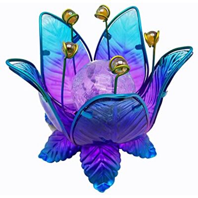 Dehner Lámpara Solar Lotus, Incluye batería, 18 cm, Altura 17 cm, Metal, Color Azul Dehner Lámpara Solar Lotus, Incluye batería, 18 cm, Altura 17 cm, Metal, Color Azul