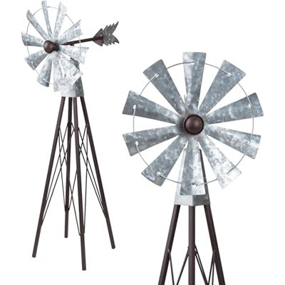 Alpine Garden Stake Molinillo de Viento de Metal, Bronce y Plata Alpine Garden Stake Molinillo de Viento de Metal, Bronce y Plata