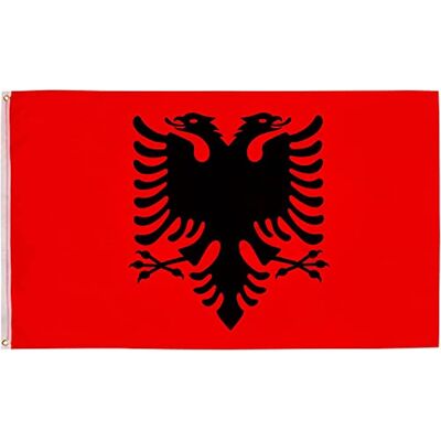 aricona Banderas de – bandera de Albania resistente a la intemperie con 2 ojales de metal bandera nacional albanesa 90 x 150 cm aricona Banderas de – bandera de Albania resistente a la intemperie con 2 ojales de metal bandera nacional albanesa 90 x 150 cm