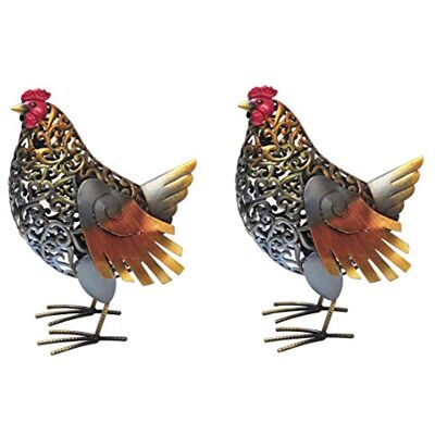 Figurita Decorativa de Gallo DEHNER - 2 Piezas - Metal - Colorido Figurita Decorativa de Gallo DEHNER - 2 Piezas - Metal - Colorido