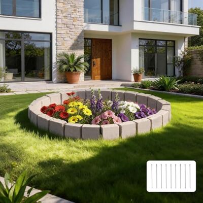 VEVOR Borde de Jardín Efecto de Piedra 4725 mm, Bordura Jardín Exterior, 4 Secciones, 6 Ladrillos para Cada Sección, con Tapón de Extremo, Borde Decorativo para Césped Flores Patio Estanque, Beige VEVOR Borde de Jardín Efecto de Piedra 4725 mm, Bordura Jardín Exterior, 4 Secciones, 6 Ladrillos para Cada Sección, con Tapón de Extremo, Borde Decorativo para Césped Flores Patio Estanque, Beige