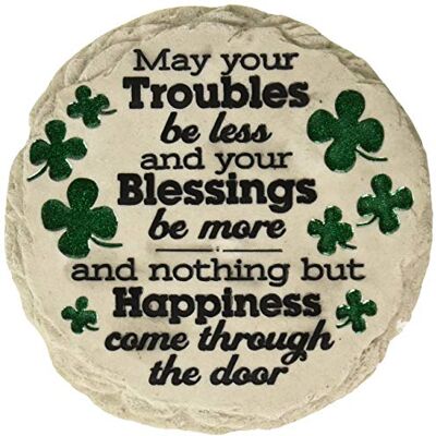Spoontiques Piedra de Paso para el día de San Patricio con Texto en inglés May Your Troubles, Piedra Decorativa de jardín para Patio, jardín o Pasarela, decoración del hogar para Exteriores o Spoontiques Piedra de Paso para el día de San Patricio con Texto en inglés May Your Troubles, Piedra Decorativa de jardín para Patio, jardín o Pasarela, decoración del hogar para Exteriores o