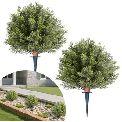 VEVOR Bola de Topiario Artificial de Ciprés para Exterior con Estaca, 406 mm, 2 uds, Plantas Artificiales, Arbustos de Imitación para Decoración, Porche, Patio, Jardín, Balcón y Patio Trasero VEVOR Bola de Topiario Artificial de Ciprés para Exterior con Estaca, 406 mm, 2 uds, Plantas Artificiales, Arbustos de Imitación para Decoración, Porche, Patio, Jardín, Balcón y Patio Trasero