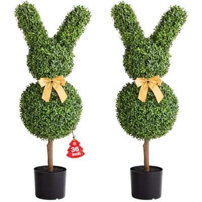 VEVOR Topiario Artificial de Boj para Exteriores, Diseño de Conejo, para Decoración de Interiores y Exteriores, Porche, Patio, Jardín, Balcón y Patio Trasero, Verde, 2 uds, 410 x 300 x 914 mm VEVOR Topiario Artificial de Boj para Exteriores, Diseño de Conejo, para Decoración de Interiores y Exteriores, Porche, Patio, Jardín, Balcón y Patio Trasero, Verde, 2 uds, 410 x 300 x 914 mm
