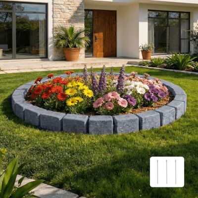 VEVOR Borde de Jardín Efecto de Piedra 1190 x 100 x 155 mm, Bordura Jardín Exterior, Sección de 6 Ladrillos, con Estacas de Fijación, Plástico, Borde Decorativo para Patio Césped Flores Estanque, Gris VEVOR Borde de Jardín Efecto de Piedra 1190 x 100 x 155 mm, Bordura Jardín Exterior, Sección de 6 Ladrillos, con Estacas de Fijación, Plástico, Borde Decorativo para Patio Césped Flores Estanque, Gris