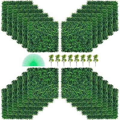 VEVOR Hierba Artificial Verde de 24 Piezas 50,8 x 50,8 cm, Espesor de 4 cm para Jardines, Pared, Patio Trasero, Plantas Artificiales Decorativas PE, Panel de Boj de Hiedra de Alta Densidad contra UV VEVOR Hierba Artificial Verde de 24 Piezas 50,8 x 50,8 cm, Espesor de 4 cm para Jardines, Pared, Patio Trasero, Plantas Artificiales Decorativas PE, Panel de Boj de Hiedra de Alta Densidad contra UV