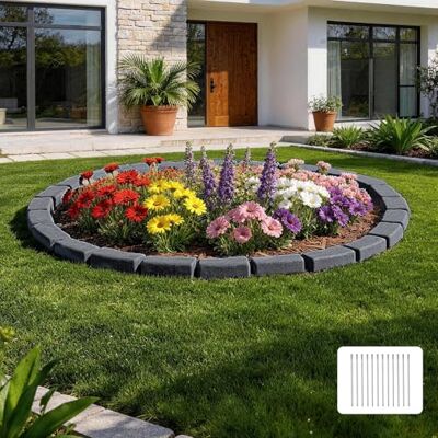 VEVOR Borde de Jardín Efecto de Piedra 4725 mm de Longitud, Bordura Jardín Exterior, Conjunto de 24 Ladrillos de 1180 x 95 x 57 mm, con Estacas, Decoración para Césped Flores Estanque Patio, Antracita VEVOR Borde de Jardín Efecto de Piedra 4725 mm de Longitud, Bordura Jardín Exterior, Conjunto de 24 Ladrillos de 1180 x 95 x 57 mm, con Estacas, Decoración para Césped Flores Estanque Patio, Antracita