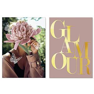 Homelov Juego de 2 pósteres DIN A3, 30 x 40 cm, papel 100% sin madera y impresión de alta calidad, papel de pared y pegatina gratuita, diseño de oro real Homelov Juego de 2 pósteres DIN A3, 30 x 40 cm, papel 100% sin madera y impresión de alta calidad, papel de pared y pegatina gratuita, diseño de oro real