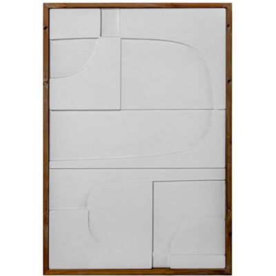 Homstart Cuadro Decorativo Madera Abstracto Blanco con Marco Natural, 61 x 87 x 4 cm Homstart Cuadro Decorativo Madera Abstracto Blanco con Marco Natural, 61 x 87 x 4 cm