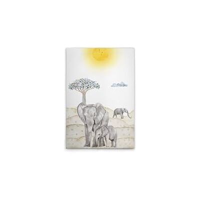 A.S. Création WTD Lienzo decorativo (40 x 60 cm), diseño de elefantes, color beige y azul A.S. Création WTD Lienzo decorativo (40 x 60 cm), diseño de elefantes, color beige y azul