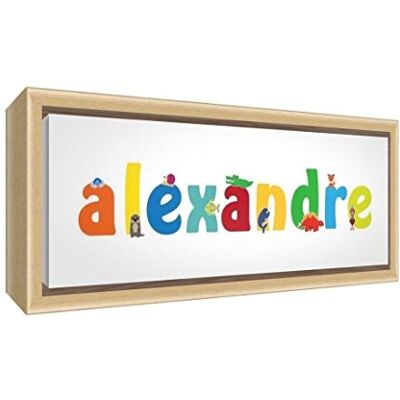 Pequeño Ayudante Lienzo Con Marco de Madera Maciza Natural Estilo Ilustrativo Con Nombre de Niño Alexander - Regalo para bebé Pequeño Ayudante Lienzo Con Marco de Madera Maciza Natural Estilo Ilustrativo Con Nombre de Niño Alexander - Regalo para bebé