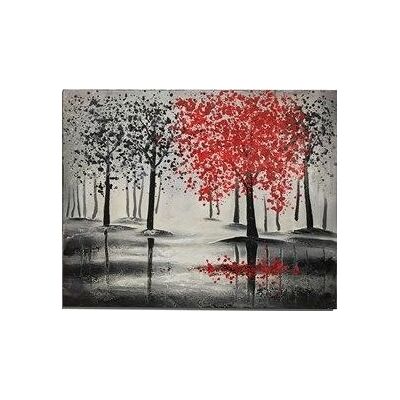 DONREGALOWEB DRW Cuadro Estilo Lienzo con Bastidor de Madera Decorado con un Bosque con árboles Rojos y Negros DONREGALOWEB DRW Cuadro Estilo Lienzo con Bastidor de Madera Decorado con un Bosque con árboles Rojos y Negros