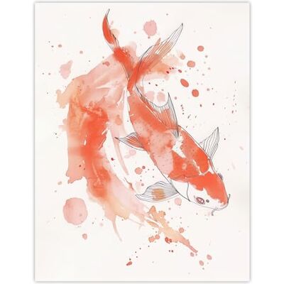 Artery8 Japanese Koi Carp Fish Watercolour Drawing Living Room Large Wall Art Poster Print Thick Paper 18X24 Inch Artery8 Japanese Koi Carp Fish Watercolour Drawing Living Room Large Wall Art Poster Print Thick Paper 18X24 Inch
