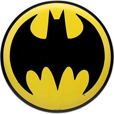 Open Road Brands DC Comics, Letrero redondo de metal con diseño de la Batseñal de Batman, decoración de pared vintage para oficina o sala de cine Open Road Brands DC Comics, Letrero redondo de metal con diseño de la Batseñal de Batman, decoración de pared vintage para oficina o sala de cine