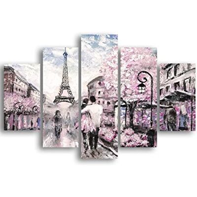 Homemania Cuadro París, Multicolor, 95 X 0,3 X 60 Cm, 5 Piezas Homemania Cuadro París, Multicolor, 95 X 0,3 X 60 Cm, 5 Piezas