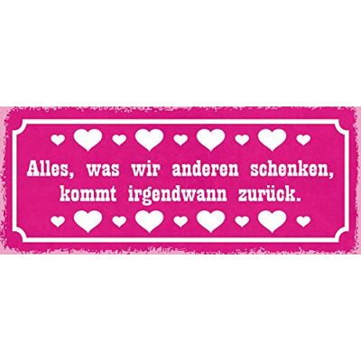 Schatzmix Blechschild Spruch Alles Was wir Anderen schenken, kommt 27x10 cm Deko Tin Sign Señal metálica, hojalata, Multicolor Schatzmix Blechschild Spruch Alles Was wir Anderen schenken, kommt 27x10 cm Deko Tin Sign Señal metálica, hojalata, Multicolor