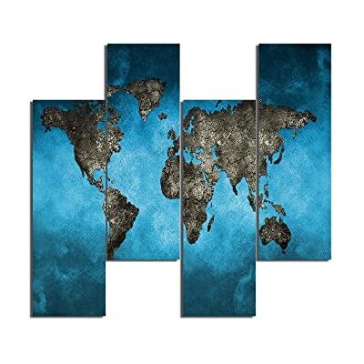 Homemania Cuadro Mundo Mapa, Multicolor, 76 X 0,3 X 50 Cm, 4 Piezas Homemania Cuadro Mundo Mapa, Multicolor, 76 X 0,3 X 50 Cm, 4 Piezas