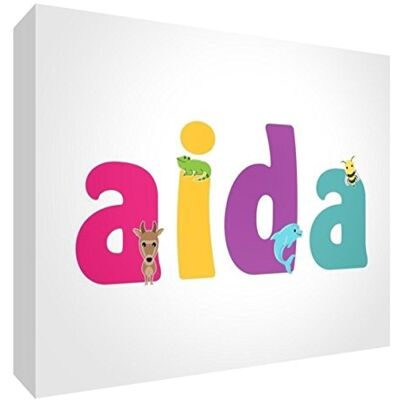 Little Helper Panel decorativo para nacimiento/bautizo, idea de regalo, diseño personalizable con nombre de niña Aida, multicolor, 10,5 x 14,8 x 2 cm Little Helper Panel decorativo para nacimiento/bautizo, idea de regalo, diseño personalizable con nombre de niña Aida, multicolor, 10,5 x 14,8 x 2 cm