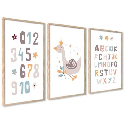 ART Paquete de 3 Decoración Habitación Bebé 30x40cm Sin Marco ABC, Decoración Mural, Madera MDF Resistente, para Salón y Dormitorio, Diseño Moderno, Habitación Bebé, Decoración Infantil ART Paquete de 3 Decoración Habitación Bebé 30x40cm Sin Marco ABC, Decoración Mural, Madera MDF Resistente, para Salón y Dormitorio, Diseño Moderno, Habitación Bebé, Decoración Infantil