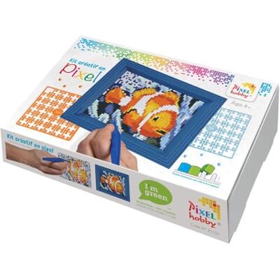 Pracht Creatives Hobby Pixel Mosaik Caja de Regalo Nemo, Imagen de píxeles con Marco, Sistema de Montaje fácil, sin Necesidad de Planchar ni Pegar, Piedras de plástico ecológico Pracht Creatives Hobby Pixel Mosaik Caja de Regalo Nemo, Imagen de píxeles con Marco, Sistema de Montaje fácil, sin Necesidad de Planchar ni Pegar, Piedras de plástico ecológico