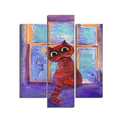 Homemania Cuadro Felino, MDF, Multicolor, 57 x 0.3 x 60 cm, Set de 3 Piezas Homemania Cuadro Felino, MDF, Multicolor, 57 x 0.3 x 60 cm, Set de 3 Piezas