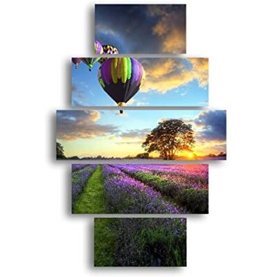Homemania Cuadro Globo Aerostático, Multicolor, 95 X 0,3 X 60 Cm, 5 Piezas Homemania Cuadro Globo Aerostático, Multicolor, 95 X 0,3 X 60 Cm, 5 Piezas