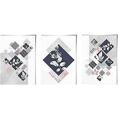 ARTZE Wall Art Botanical Abstract Juego de 3 piezas con estampado floral geométrico, 40 cm de ancho x 50 cm de alto, azul marino/rosa ARTZE Wall Art Botanical Abstract Juego de 3 piezas con estampado floral geométrico, 40 cm de ancho x 50 cm de alto, azul marino/rosa