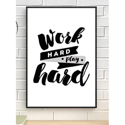 Handmade By Stukk Póster de pared con texto en inglés Work Hard Play Hard Inspiration (A1, 594 x 841 mm) Handmade By Stukk Póster de pared con texto en inglés Work Hard Play Hard Inspiration (A1, 594 x 841 mm)