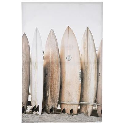 Gilde Cuadro Tabla de surf rectangular de madera y lienzo estructurado 120 cm de alto x 80 cm de ancho, color marrón Gilde Cuadro Tabla de surf rectangular de madera y lienzo estructurado 120 cm de alto x 80 cm de ancho, color marrón