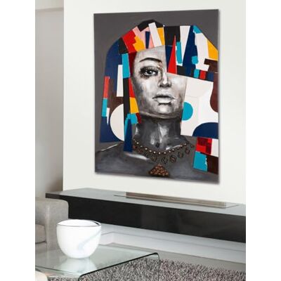 Gilde Cuadro decorativo grande para salón Lienzo decorativo para pared (90 x 120 cm), diseño rectangular, diseño de mujer, color gris y multicolor Gilde Cuadro decorativo grande para salón Lienzo decorativo para pared (90 x 120 cm), diseño rectangular, diseño de mujer, color gris y multicolor