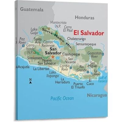 El Salvador Map Wall-Art Poster Home Decor Travel Geography Central America(Framed,16x24inch(40x60cm)) El Salvador Map Wall-Art Poster Home Decor Travel Geography Central America(Framed,16x24inch(40x60cm))