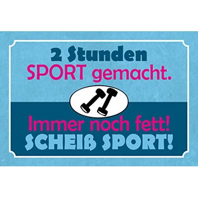 Schatzmix Blechschild Spruch 2 Std. Sport Gemacht. Metallschild 20x30 Deko Tin Sign Señal metálica, hojalata, Multicolor, 20 x 30 cm Schatzmix Blechschild Spruch 2 Std. Sport Gemacht. Metallschild 20x30 Deko Tin Sign Señal metálica, hojalata, Multicolor, 20 x 30 cm