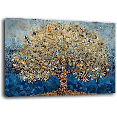 Printerland Cuadro moderno salón árbol de la vida abstracto azul dorado cuadros modernos de pared XXL grande impresión sobre lienzo decoración mural pared decoración mural dormitorio salón (30 x 40 cm, 1) Printerland Cuadro moderno salón árbol de la vida abstracto azul dorado cuadros modernos de pared XXL grande impresión sobre lienzo decoración mural pared decoración mural dormitorio salón (30 x 40 cm, 1)