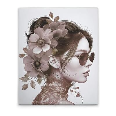 A.S. Création WTD Lienzo decorativo (40 x 50 cm), diseño de chica de flores, color rosa y gris A.S. Création WTD Lienzo decorativo (40 x 50 cm), diseño de chica de flores, color rosa y gris
