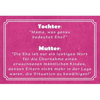 Schatzmix Blechschild Spruch Gespräch Tochter und Mutter Metallschild 20x30 Deko Tin Sign Señal metálica, hojalata, Multicolor, 20 x 30 cm Schatzmix Blechschild Spruch Gespräch Tochter und Mutter Metallschild 20x30 Deko Tin Sign Señal metálica, hojalata, Multicolor, 20 x 30 cm