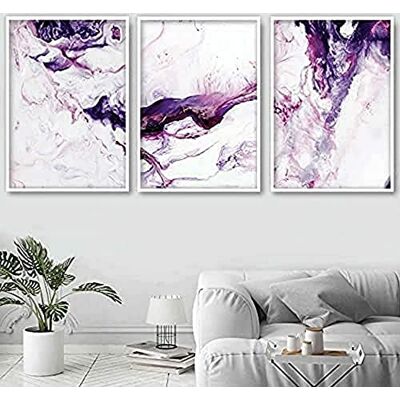 ARTZE Wall Art Abstract Art Prints Juego de 3 piezas, 30 cm de ancho x 40 cm de alto, color rosa/morado/blanco ARTZE Wall Art Abstract Art Prints Juego de 3 piezas, 30 cm de ancho x 40 cm de alto, color rosa/morado/blanco