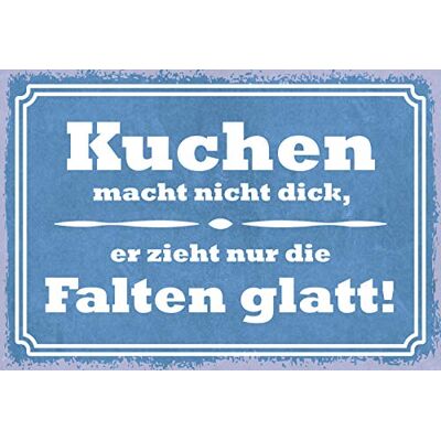 Schatzmix Blechschild Spruch Kuchen macht Nicht Dick Metallschild 20x30 Deko Tin Sign Señal metálica, hojalata, Multicolor, 20 x 30 cm Schatzmix Blechschild Spruch Kuchen macht Nicht Dick Metallschild 20x30 Deko Tin Sign Señal metálica, hojalata, Multicolor, 20 x 30 cm