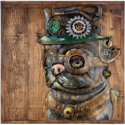 Gilde Cuadro de perro steampunk de madera y metal, cuadrado, diseño de perro, marrón, altura 50 cm x ancho 50 cm Gilde Cuadro de perro steampunk de madera y metal, cuadrado, diseño de perro, marrón, altura 50 cm x ancho 50 cm