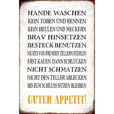 Schatzmix Blechschild Spruch Guten Appetit Metallschild 20x30 Deko Tin Sign Señal metálica, hojalata, Multicolor, 20 x 30 cm Schatzmix Blechschild Spruch Guten Appetit Metallschild 20x30 Deko Tin Sign Señal metálica, hojalata, Multicolor, 20 x 30 cm